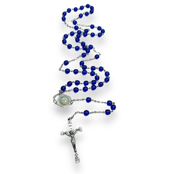 Cobalt Blue Glass Rosary - Picture 7 of 7